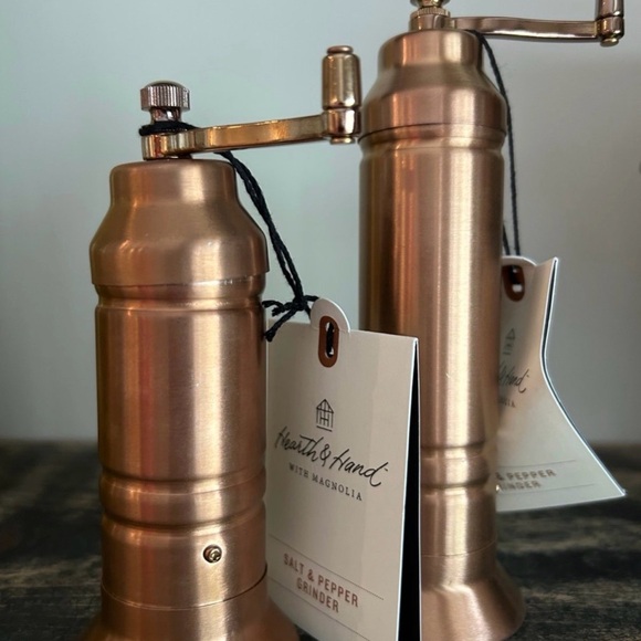Hearth & Hand with Magnolia SALT & PEPPER Crank Grinder Mill Copper Finish Set - Picture 3 of 5